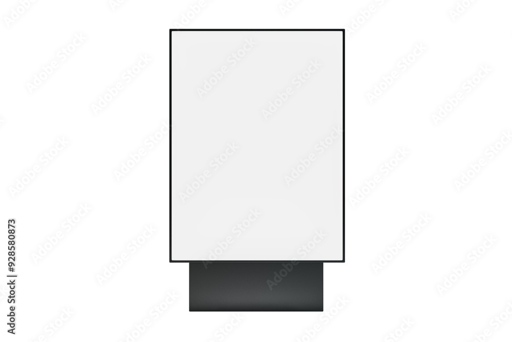 Blank vertical screen display mockup with black frame and base on a white background. Ideal for advertising and presentation purposes. 3D Rendering Blank vertical screen display mockup with black frame and base on a white background. Ideal for advertising and presentation purposes. 3D Rendering