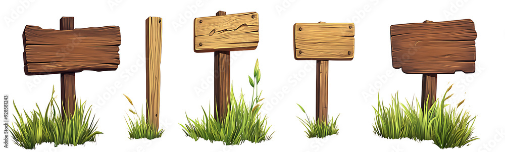 Collection of Empty Wooden Billboards in Various Shapes and Sizes Collection of Empty Wooden Billboards in Various Shapes and Sizes