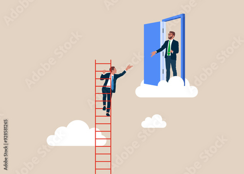 Warm welcome to new office, orientation training on first day. Flat vector illustration