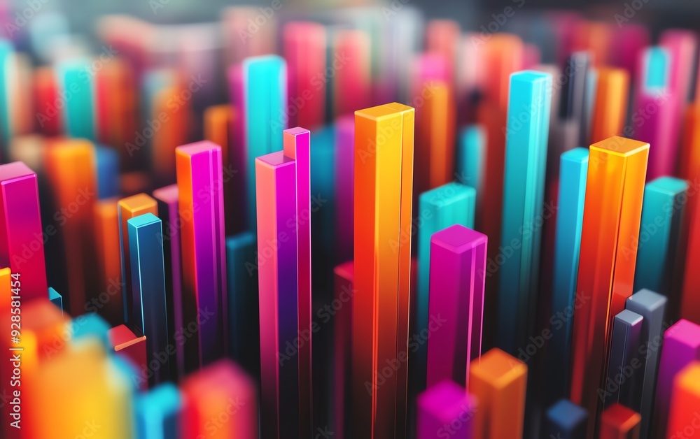 Obraz premium Vibrant abstract shapes in bright colors, creating a dynamic visual effect. Perfect for modern design projects and digital art.