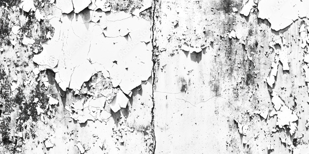 Fototapeta premium Old building exterior with worn-out paint flakes off the wall, can be used for architecture, urban, or renovation projects