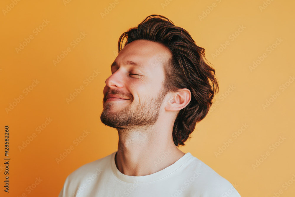 A close up of a man's face with his eyes closed A close up of a man's face with his eyes closed