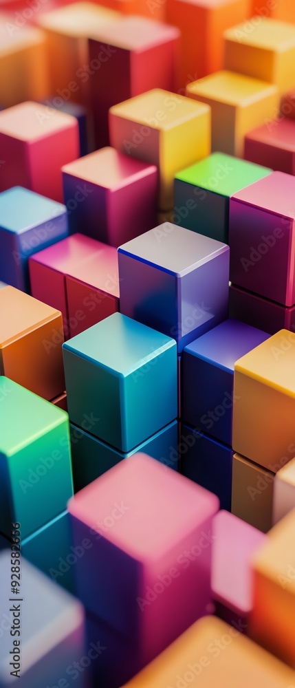 Vibrant collection of colorful cubes arranged in a playful pattern, perfect for backgrounds or design projects. Vibrant collection of colorful cubes arranged in a playful pattern, perfect for backgrounds or design projects.