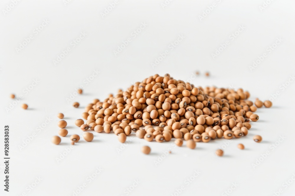 Soybeans On White. Top View of Pile of Vegan Soybeans in Flat Lay Composition Soybeans On White. Top View of Pile of Vegan Soybeans in Flat Lay Composition