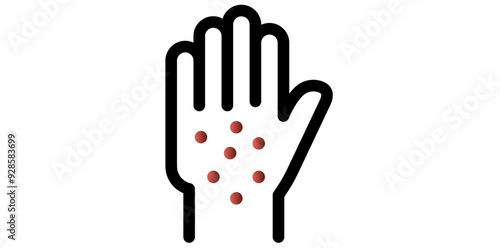 Skin Disease Symptom Thick Line Icon, Allergies Sign Flat Style Vector Illustration.
