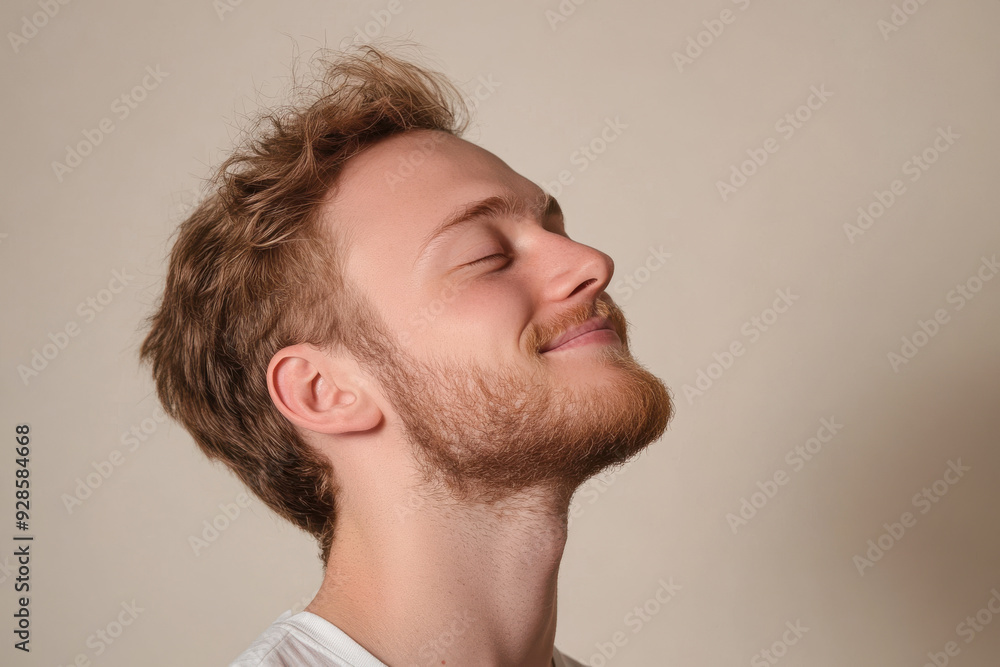 Fototapeta premium A close up of a man's face with his eyes closed