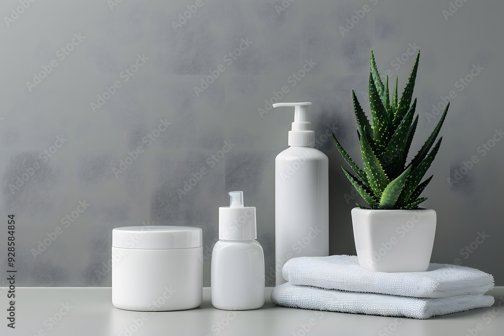 various white beauty products mock up on the table. Minimalist style various white beauty products mock up on the table. Minimalist style