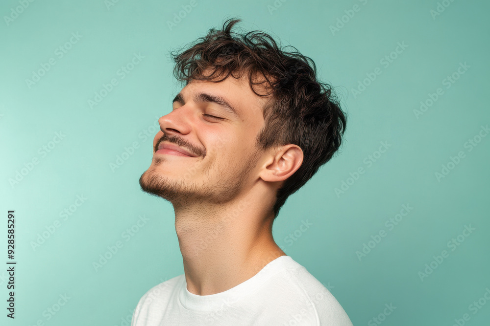 A close up of a man's face with his eyes closed A close up of a man's face with his eyes closed