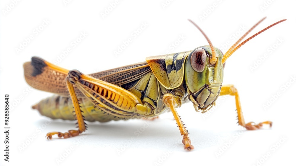 Close-up of a Grasshopper on a White Background Close-up of a Grasshopper on a White Background