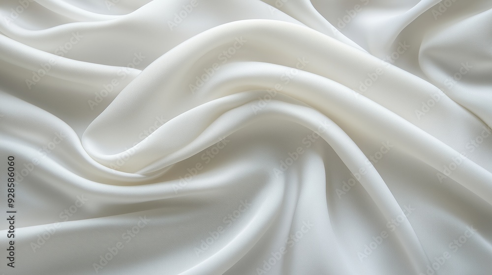 Soft white fabric draped elegantly, showcasing delicate textures and flowing waves in natural light Soft white fabric draped elegantly, showcasing delicate textures and flowing waves in natural light