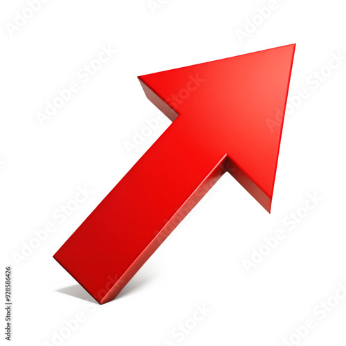 Red arrow up line isolated on transparent background 