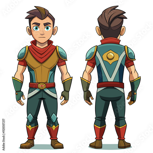 Man character of front part and back part showing