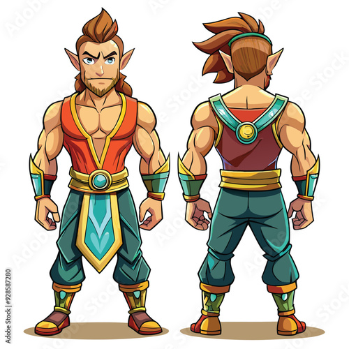 Man character of front part and back part showing