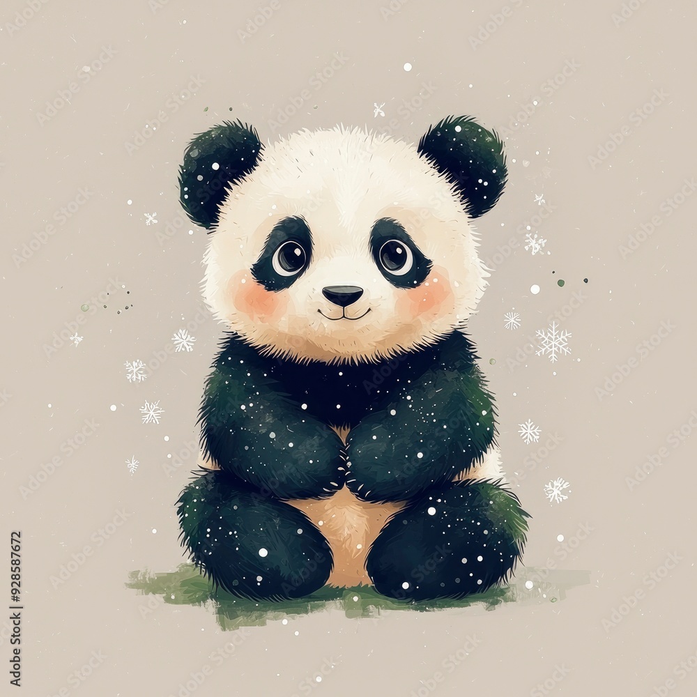 Adorable Panda Cub in Winter Wonderland Adorable Panda Cub in Winter Wonderland