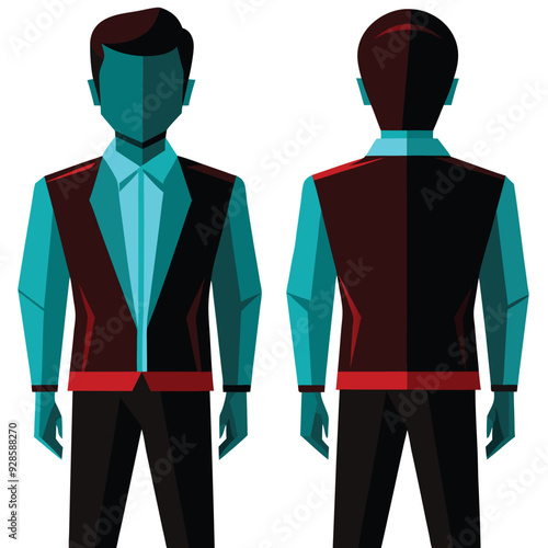 Man character of front part and back part showing