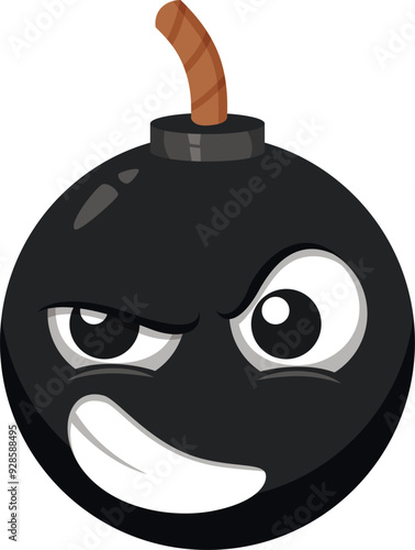 Funny bomb mascot. Cartoon face emotion icon