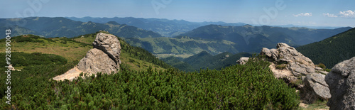 panorama of rocks around Vukhaty Kamin, Eared Stone, Chornohora, range, Chorn...