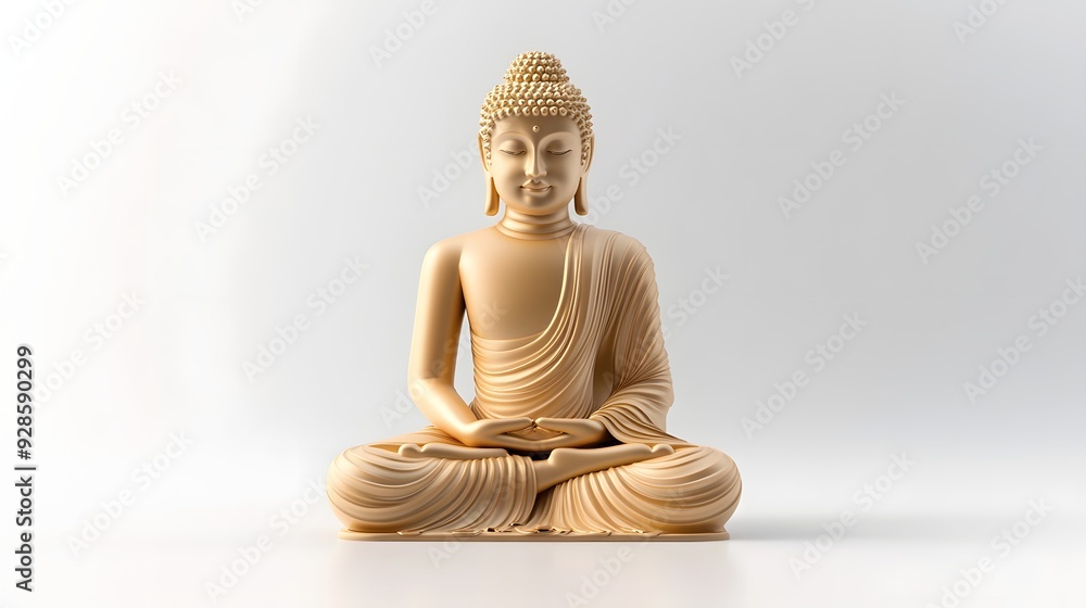 6. Elegant 3D render of Buddha in lotus position, with a delicate gold finish, isolated on a clean white backdrop. 6. Elegant 3D render of Buddha in lotus position, with a delicate gold finish, isolated on a clean white backdrop.