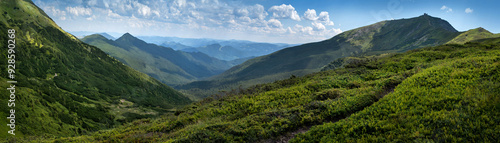Chornohirsky Ridge, Carpathians, silhouettes of peaks on the horizon