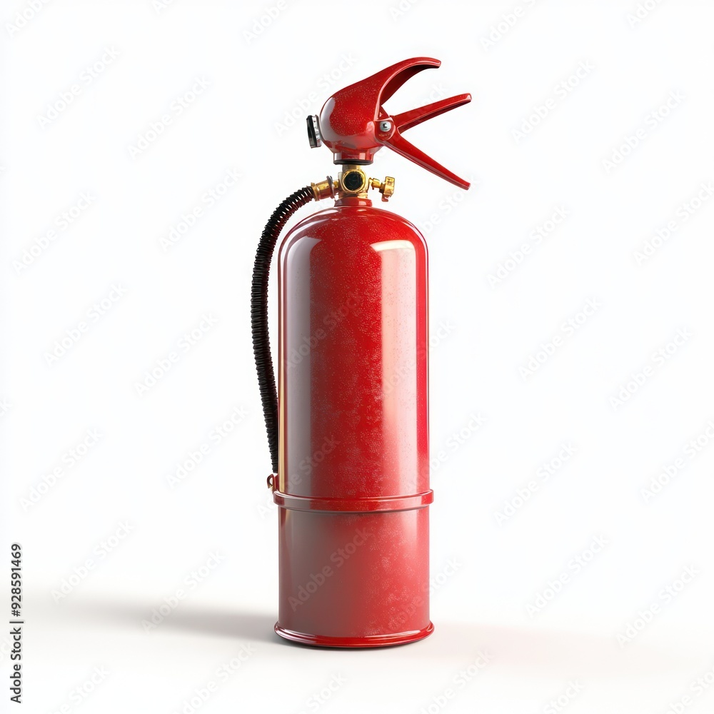 Red Fire Extinguisher with Handle and Hose Red Fire Extinguisher with Handle and Hose