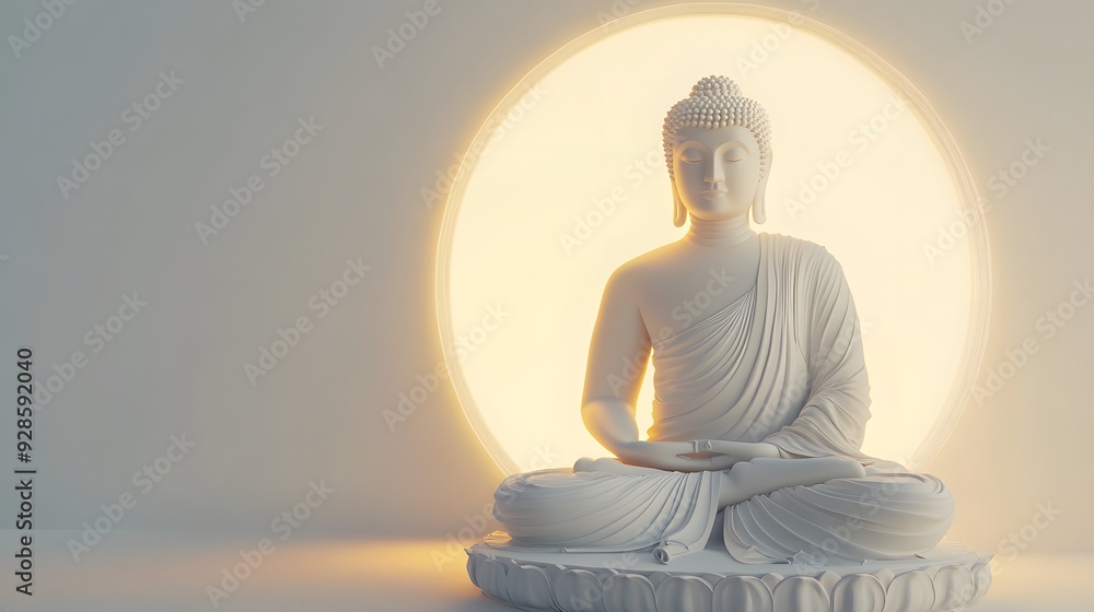 10. 3D render of Buddha with a glowing aura effect, surrounded by a pristine white background. 10. 3D render of Buddha with a glowing aura effect, surrounded by a pristine white background.
