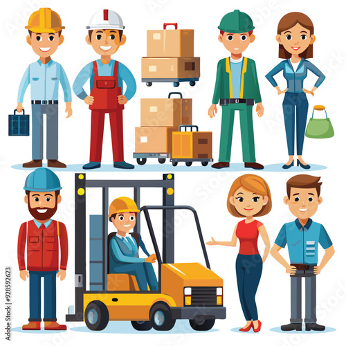 Warehouse workers vector characters