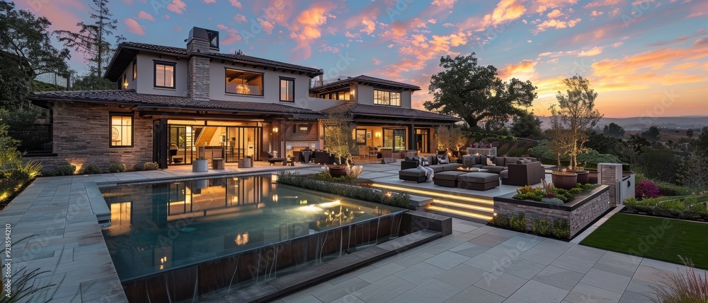 Obraz premium Futuristic Living: Modern Home with Smart Systems, Advanced Technology Integration, and Displays for Ultimate Convenience