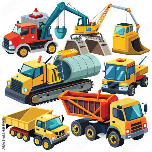 Set of construction vehicles vector illustration