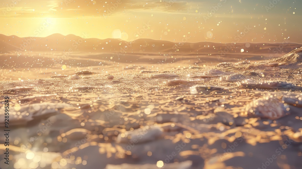 A peaceful desert scene with manna covering the ground A peaceful desert scene with manna covering the ground