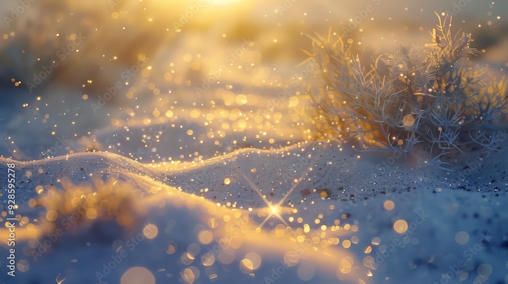 A peaceful desert scene with manna covering the ground A peaceful desert scene with manna covering the ground