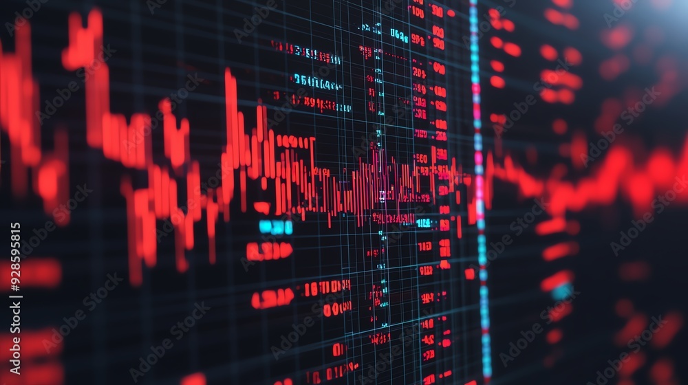 Holographic financial fall, virtual business crisis, futuristic price drop, dark design Holographic financial fall, virtual business crisis, futuristic price drop, dark design