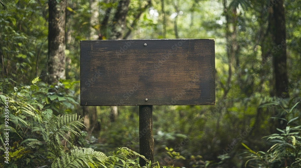 Fototapeta premium A pristine signboard at a nature reserve, waiting to provide information to visitors.