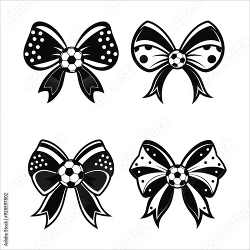 "Glamorous Soccer Ball Bow with Rhinestones and Structured Loops for Sporty and Elegant Coquette Designs"
