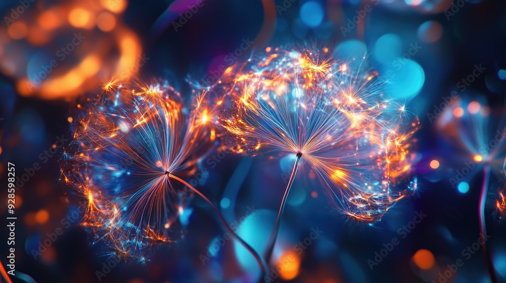 Abstract glowing dandelion flower. Abstract glowing dandelion flower.