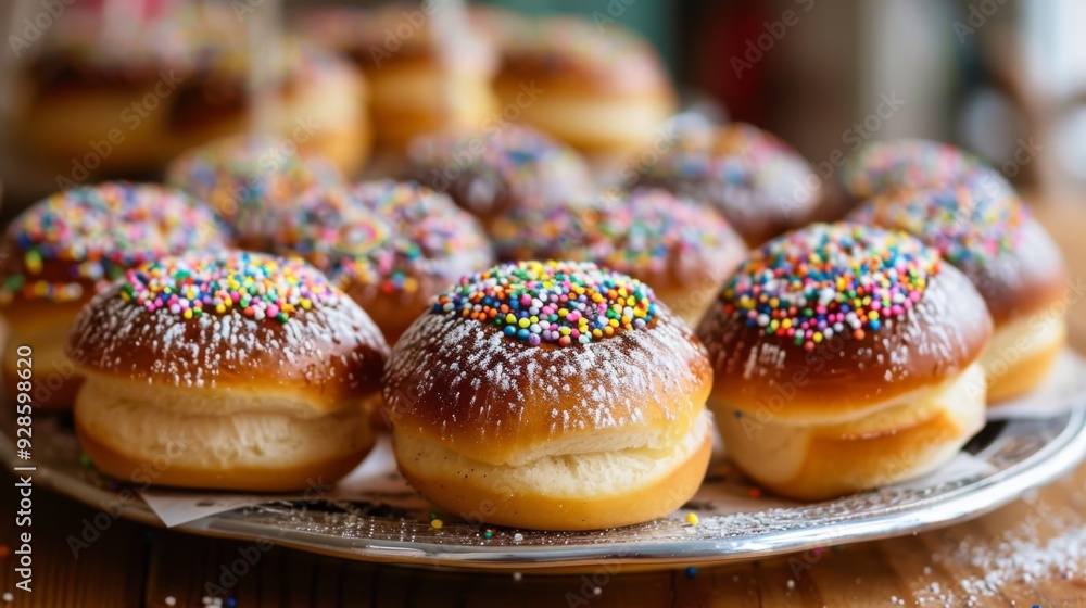 Hanukkah sufganiyot food background illustration generated by ai Hanukkah sufganiyot food background illustration generated by ai