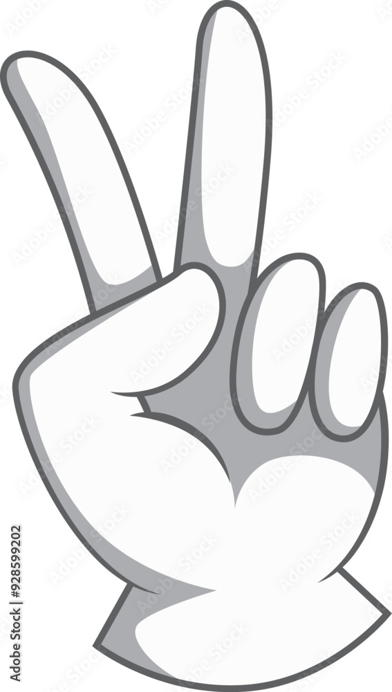 Victory hand gesture. V fingers comic arm Victory hand gesture. V fingers comic arm