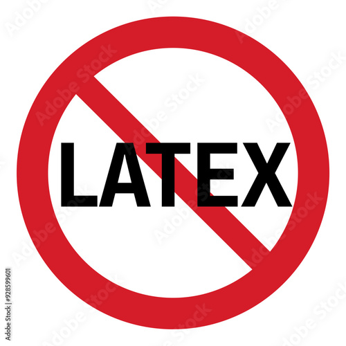 ISO prohibition safety signs_latex allergy symbol and pictogram only size 1 x 1 round shape	
