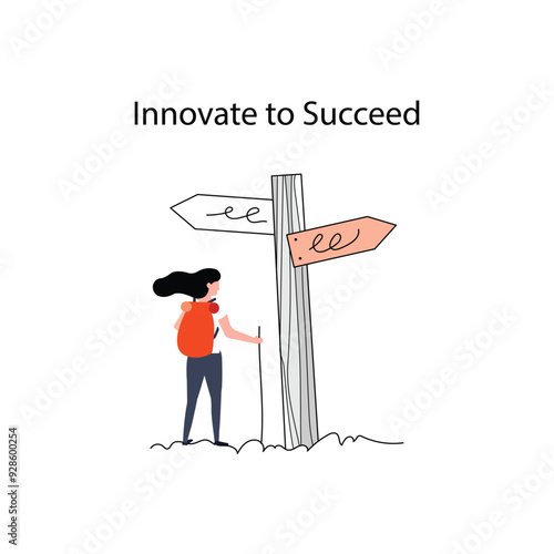 Innovate to Succeed illustration with editable stroke.