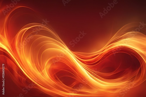 A fiery abstract wave design in red orange and gold with a glowing radiant effect, AI Generated