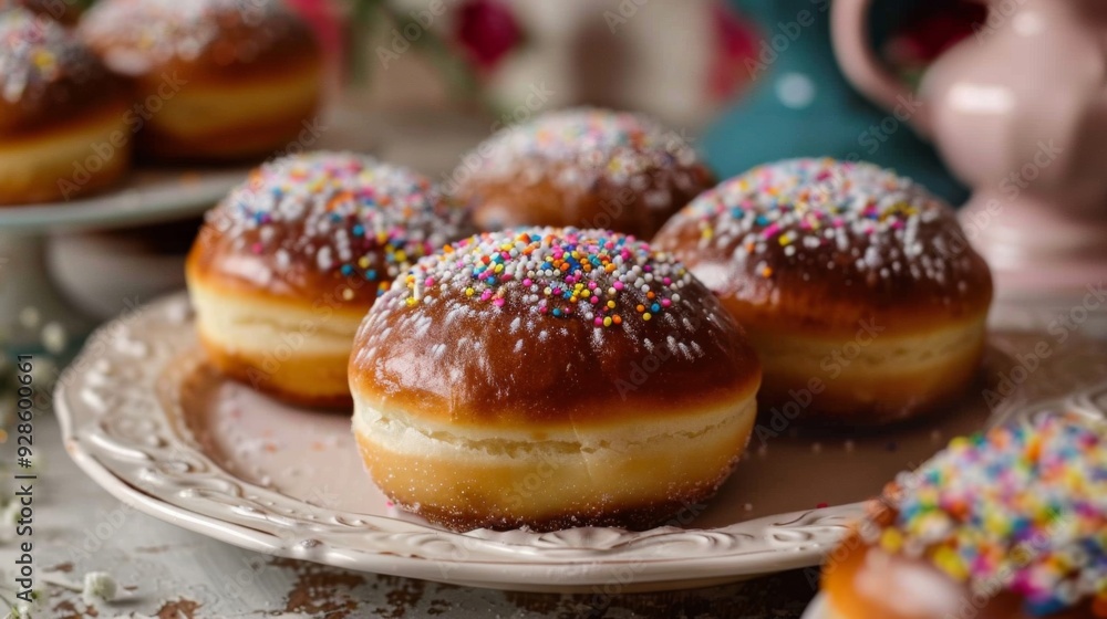 Hanukkah sufganiyot food background illustration generated by ai Hanukkah sufganiyot food background illustration generated by ai