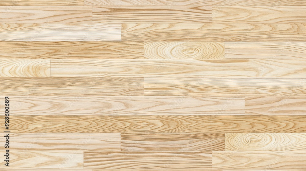 Seamless pattern of light ash wood flooring, with a natural finish and clear, straight grain.