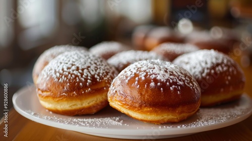 Hanukkah sufganiyot food background illustration generated by ai