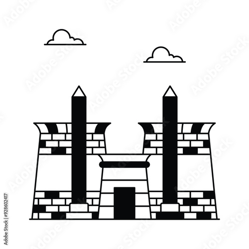 Ancient temple complex in Luxor, Egypt, Luxor Temple vector design