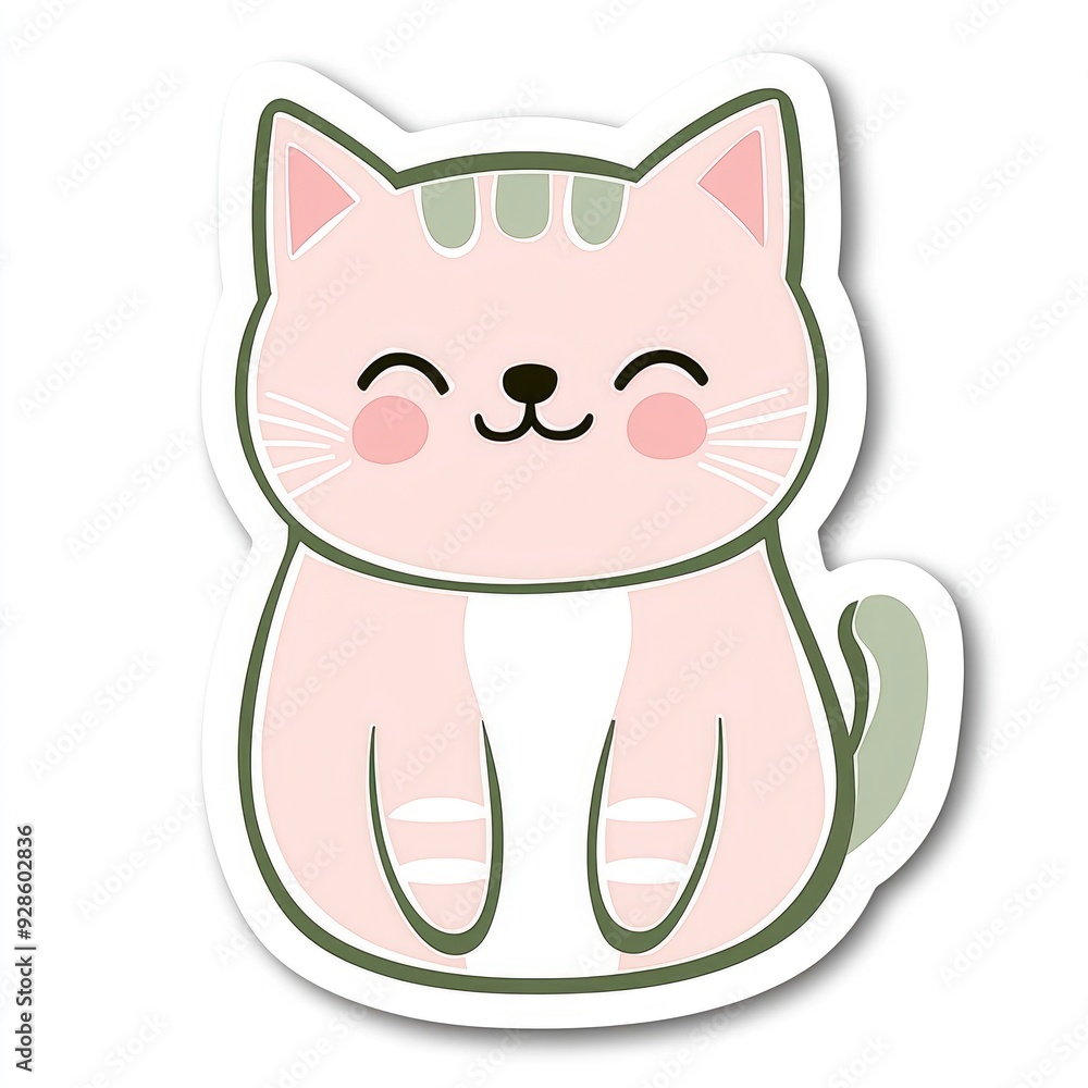 Cute Cartoon Cat Sticker Illustration Cute Cartoon Cat Sticker Illustration