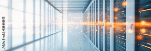 Futuristic 3D Secure Data Server Room with Glowing Network Connections on Isolated White Background - Concept of AI, Big Data, and Technology.