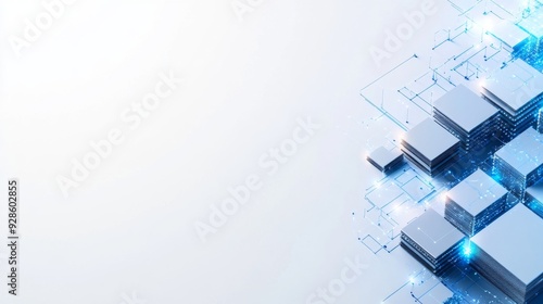 Modern Technology Efficiency and Connectivity: Isometric 3D Illustration of Data Storage Server Connected to Digital Network with Vibrant Style for Advertising