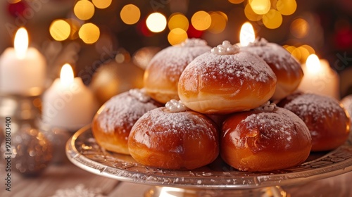 Hanukkah sufganiyot food background illustration generated by ai