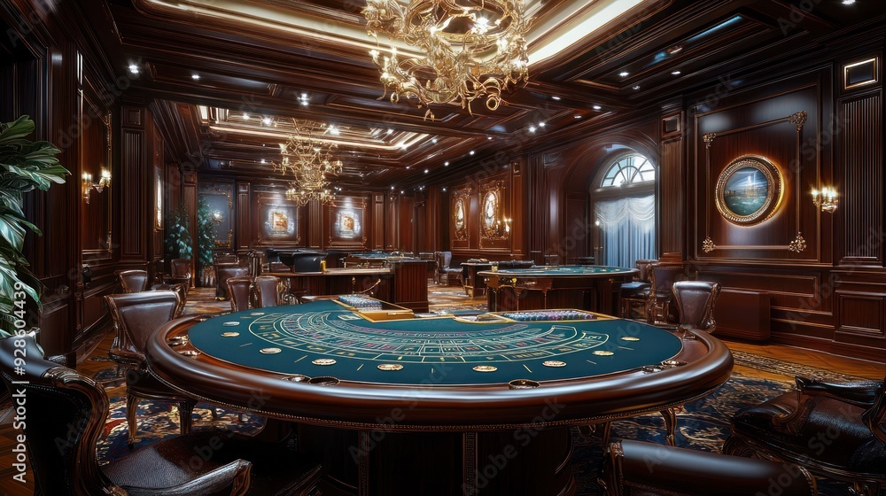 Fototapeta premium Luxurious Private Casino Room with Roulette Table