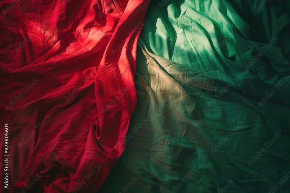 A red and green blanket laying on top of a bed, perfect for cozying up or adding a pop of color to your home decor A red and green blanket laying on top of a bed, perfect for cozying up or adding a pop of color to your home decor