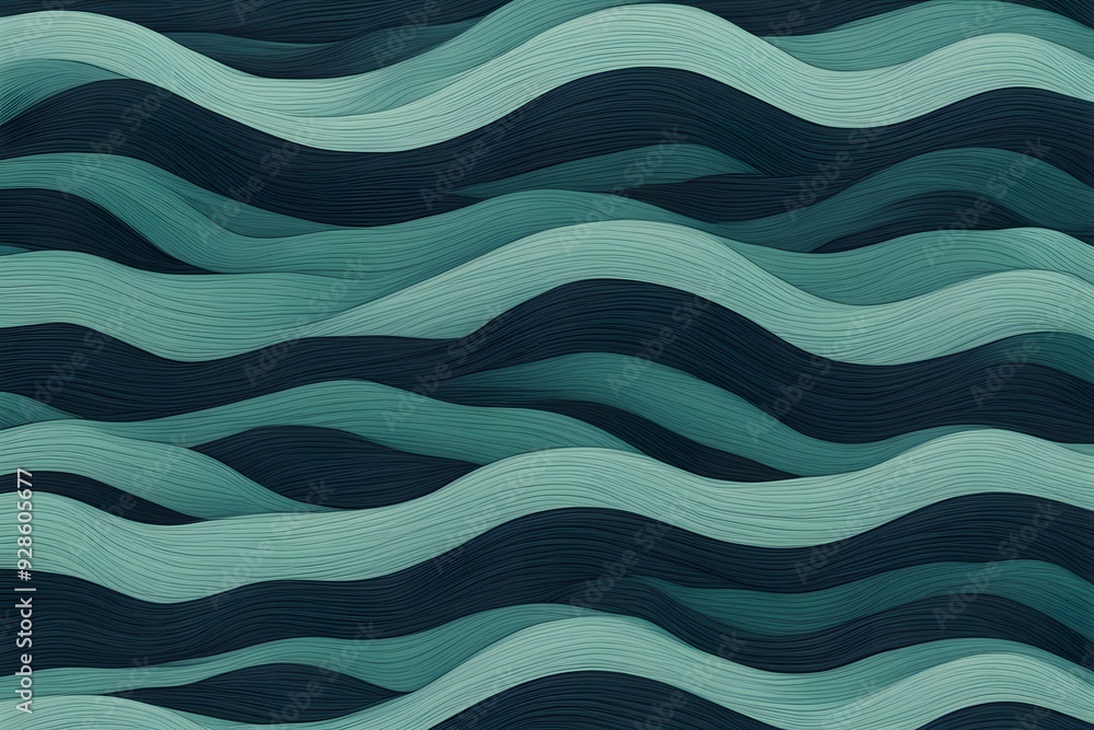 Waves in shades of teal navy and seafoam green with a textured almost fabric-like appearance, AI-Generated Waves in shades of teal navy and seafoam green with a textured almost fabric-like appearance, AI-Generated
